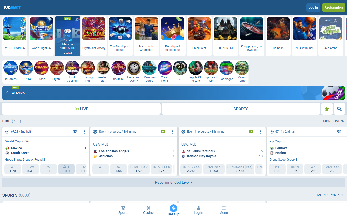1xBet public page screenshot for Ice Fishing checks